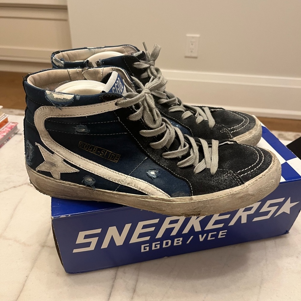 Golden goose high top mens sneaker size 44 blue/grey excellent condition - Picture 3 of 9